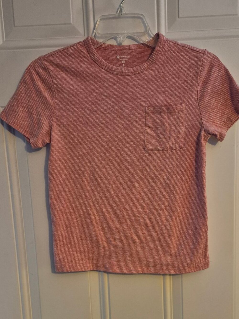 Girls Casual Tee, Size 8, Pink/white stripe, Members Mark.